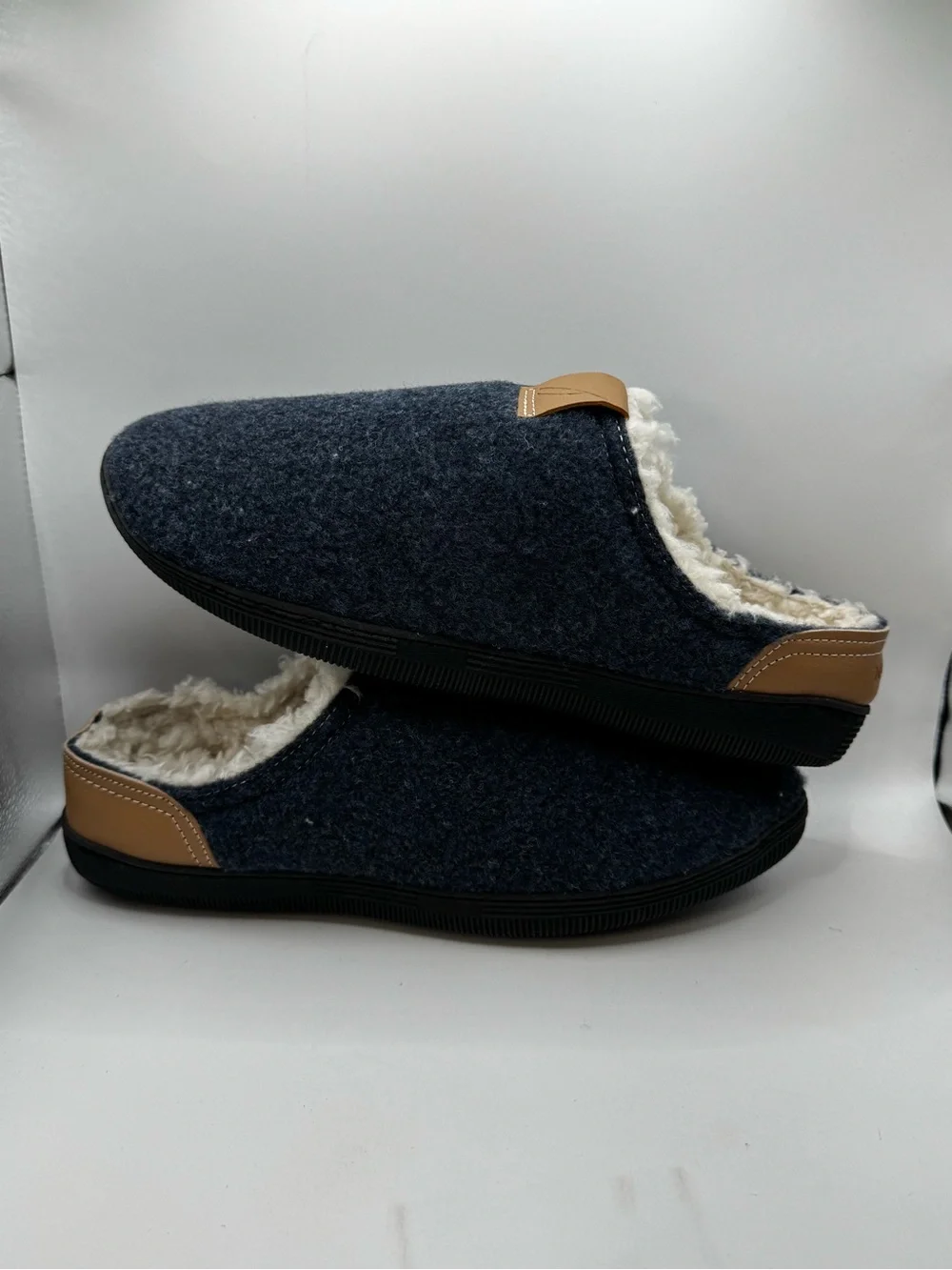 Nautica Men’s Dark Gray Slip-On Fleece Lined Slipper